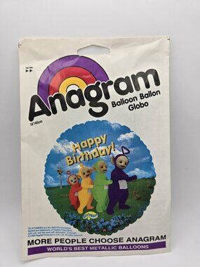 Anagram Vintage Teletubbies "Happy Birthday" Metallic Helium Balloon 1990s